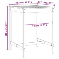 Tavolo da Giardino Nero 82,5x82,5x110cm Legno Massello di Pino 824085