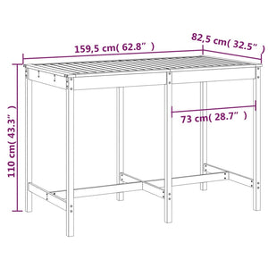 Tavolo da Giardino Bianco 159,5x82,5x110 cm Legno Massello Pino 824096