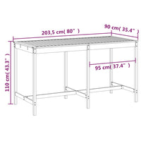 Tavolo da Giardino Grigio 203,5x90x110cm Legno Massello di Pino 824104