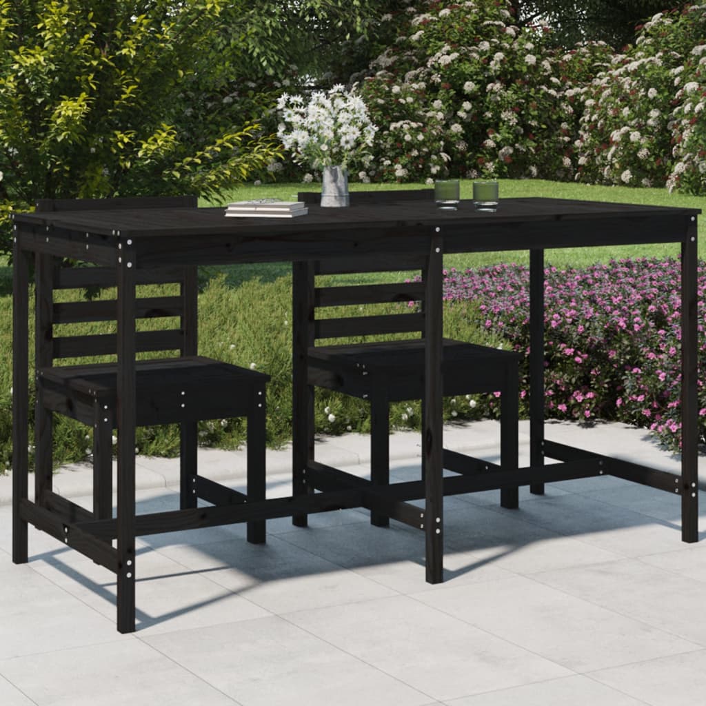 Tavolo da Giardino Nero 203,5x90x110 cm Legno Massello di Pino 824106