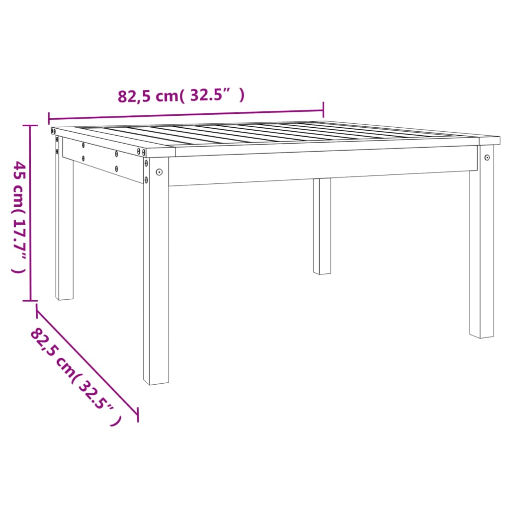 Tavolo da Giardino Grigio 82,5x82,5x45 cm Legno Massello Pino 824122