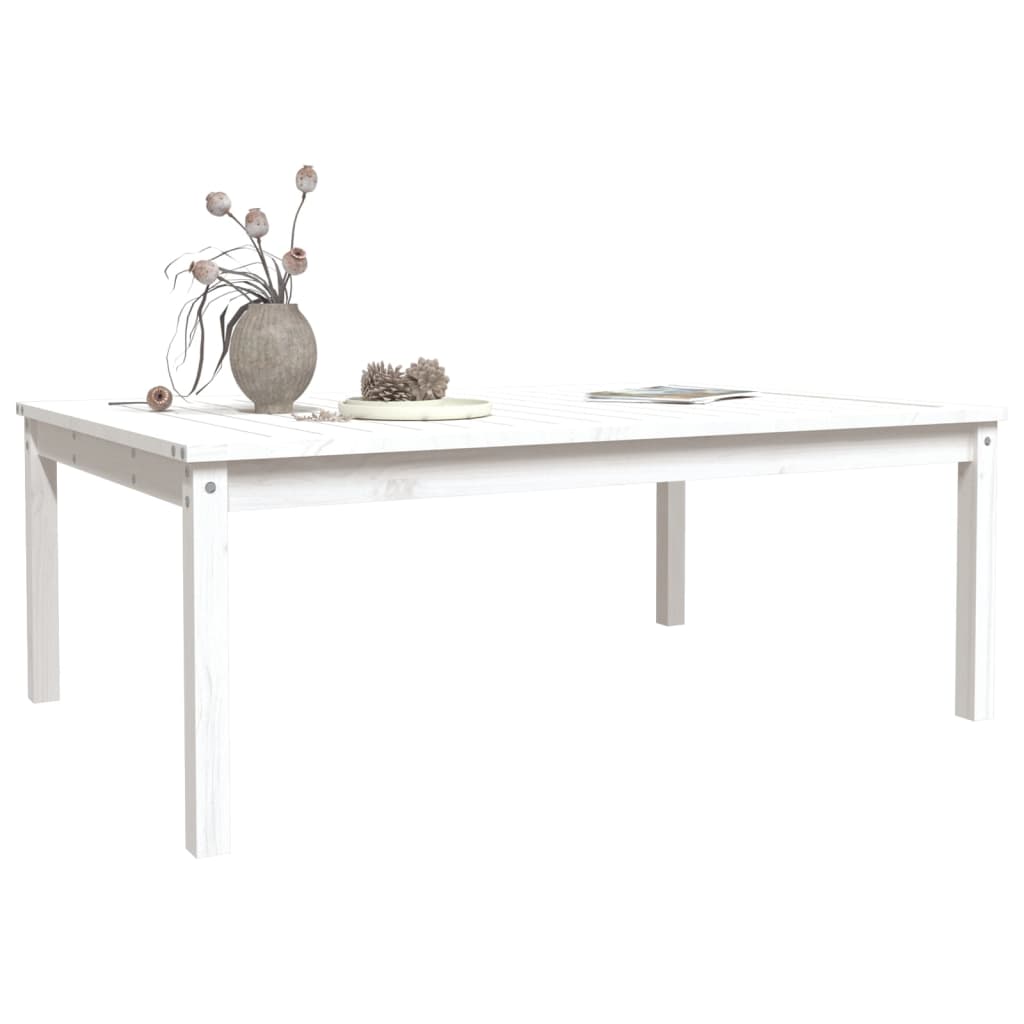 Tavolo da Giardino Bianco 121x82,5x45 cm Legno Massello di Pino 824128