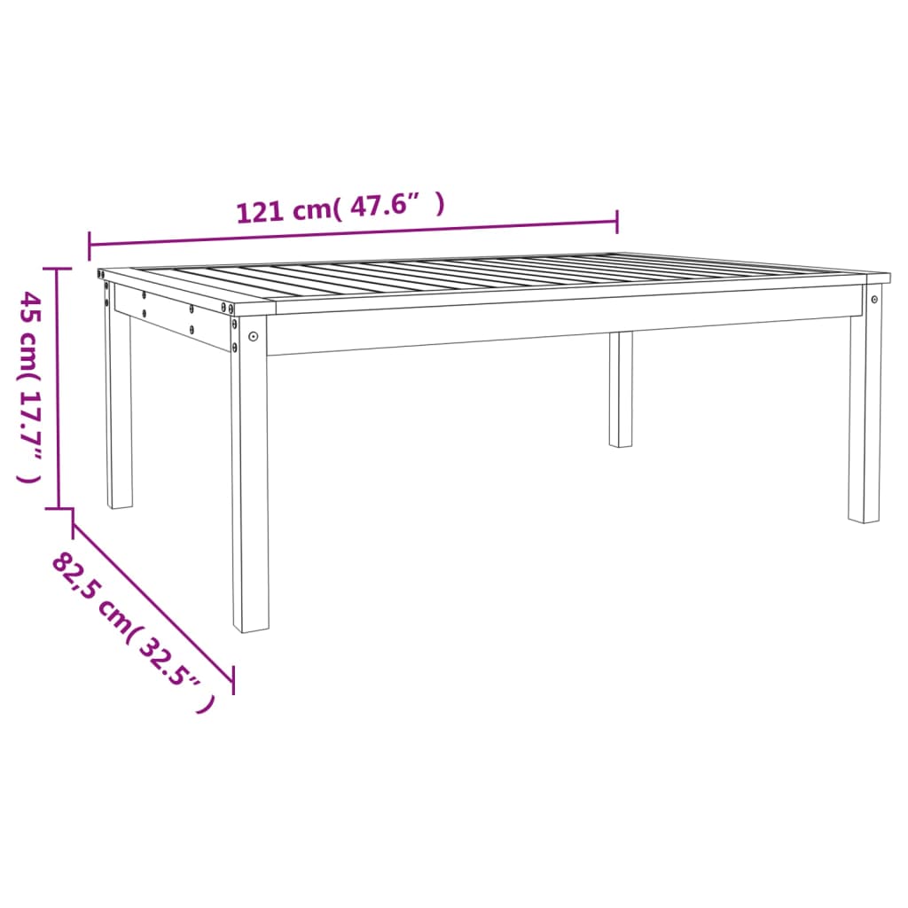 Tavolo da Giardino Bianco 121x82,5x45 cm Legno Massello di Pino 824128