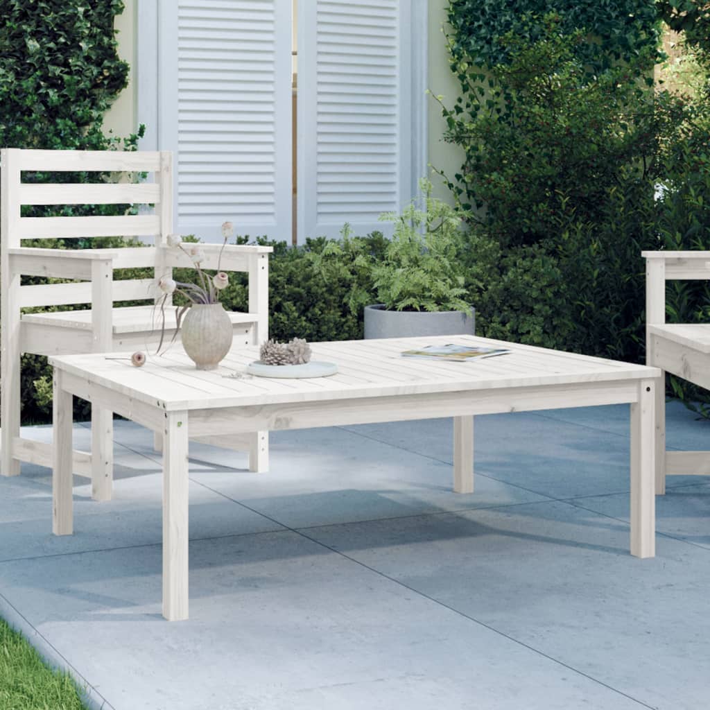 Tavolo da Giardino Bianco 121x82,5x45 cm Legno Massello di Pino 824128