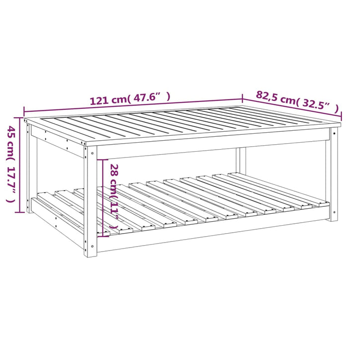 Tavolo da Giardino Grigio 121x82,5x45 cm Legno Massello di Pino 824150