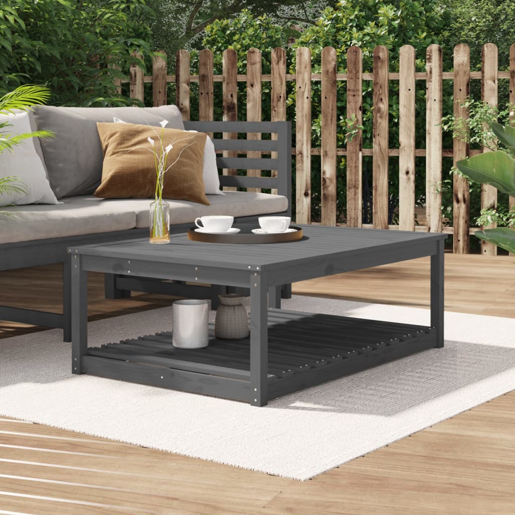 Tavolo da Giardino Grigio 121x82,5x45 cm Legno Massello di Pino 824150