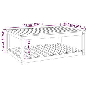 Tavolo da Giardino Nero 121x82,5x45 cm Legno Massello di Pino 824152