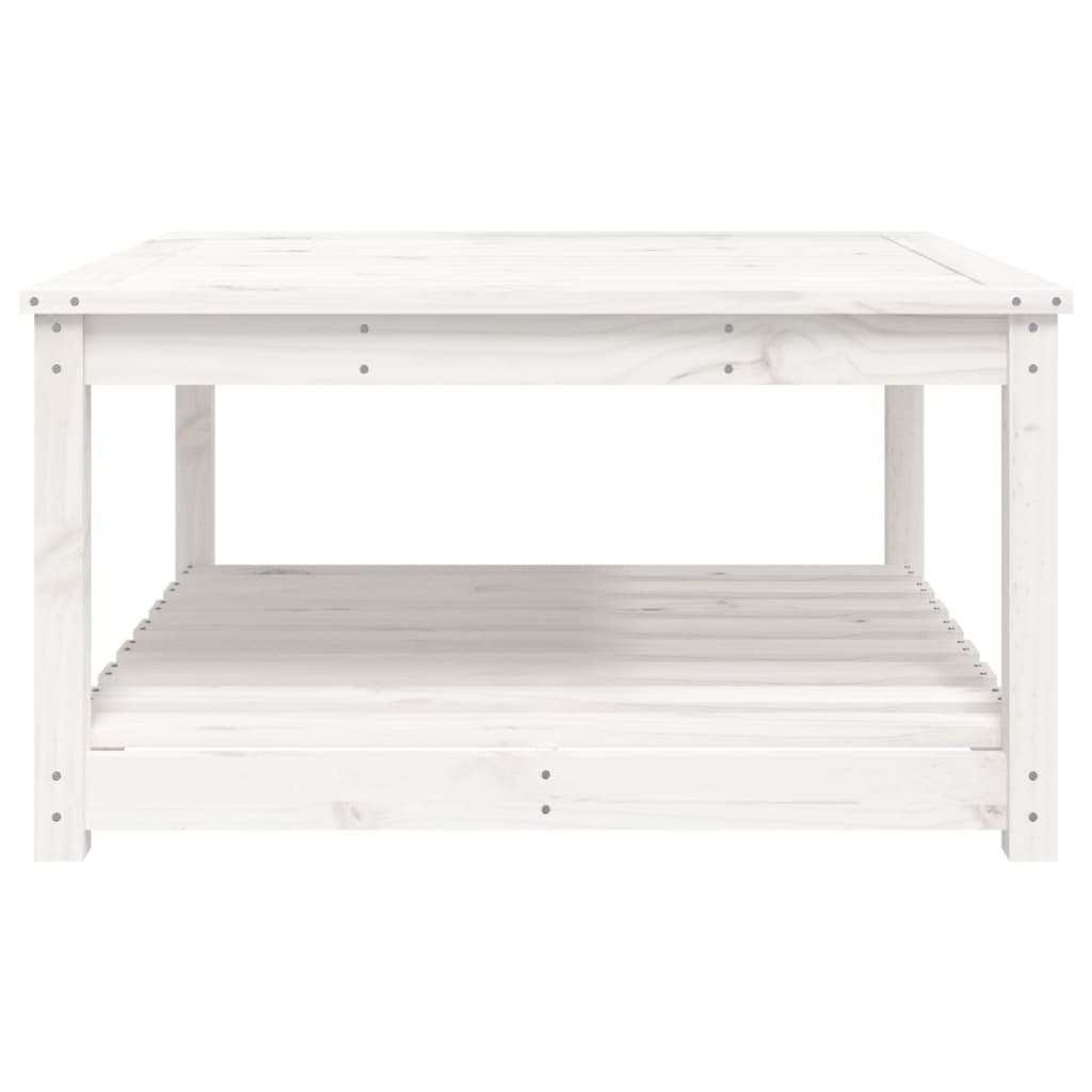 Tavolo da Giardino Bianco 82,5x82,5x45cm Legno Massello di Pino 824142