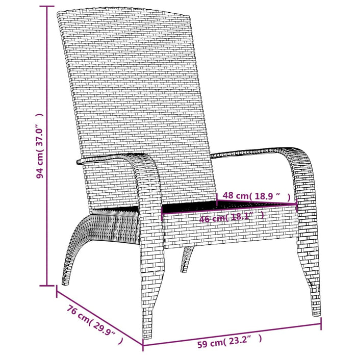 Sedia Adirondack da Giardino Nera in Polyrattan 319694