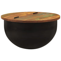 Tavolino da Salotto Nero 50x27 cm in Legno Massello di Recupero 351755