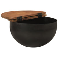 Tavolino da Salotto Nero 50x27 cm in Legno Massello di Recupero 351755