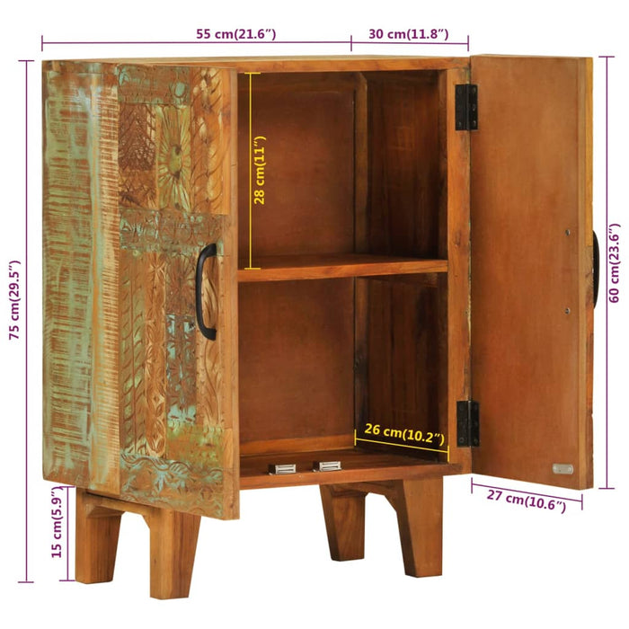 Credenza Intagliata a Mano 55x30x75 cm Legno Massello Recupero 351757