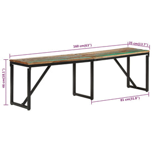 Panca 160x35x46 cm in Legno Massello di Recupero 351682