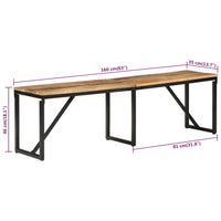 Panca 160x35x46 cm in Legno Massello di Mango