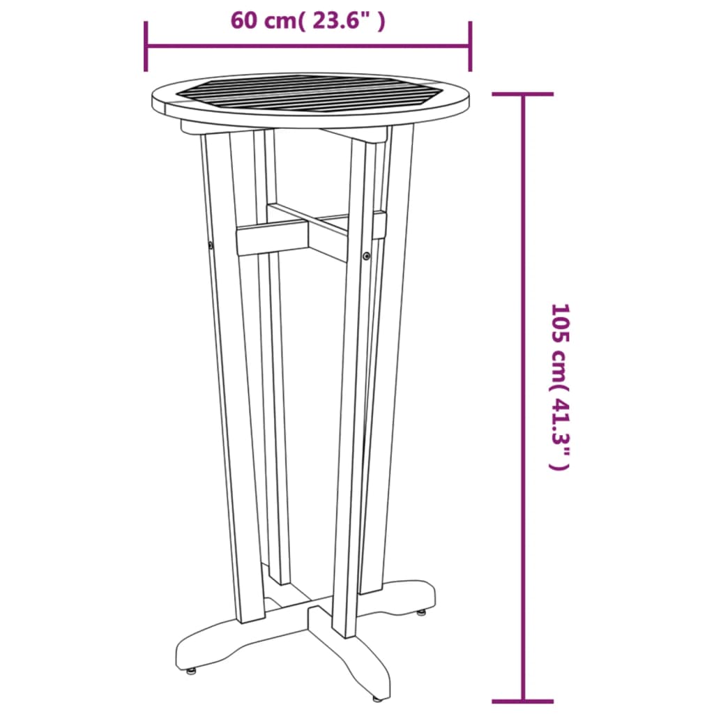 Tavolo da Bar da Giardino Ø60x105 cm Legno Massello di Acacia cod mxl 40918