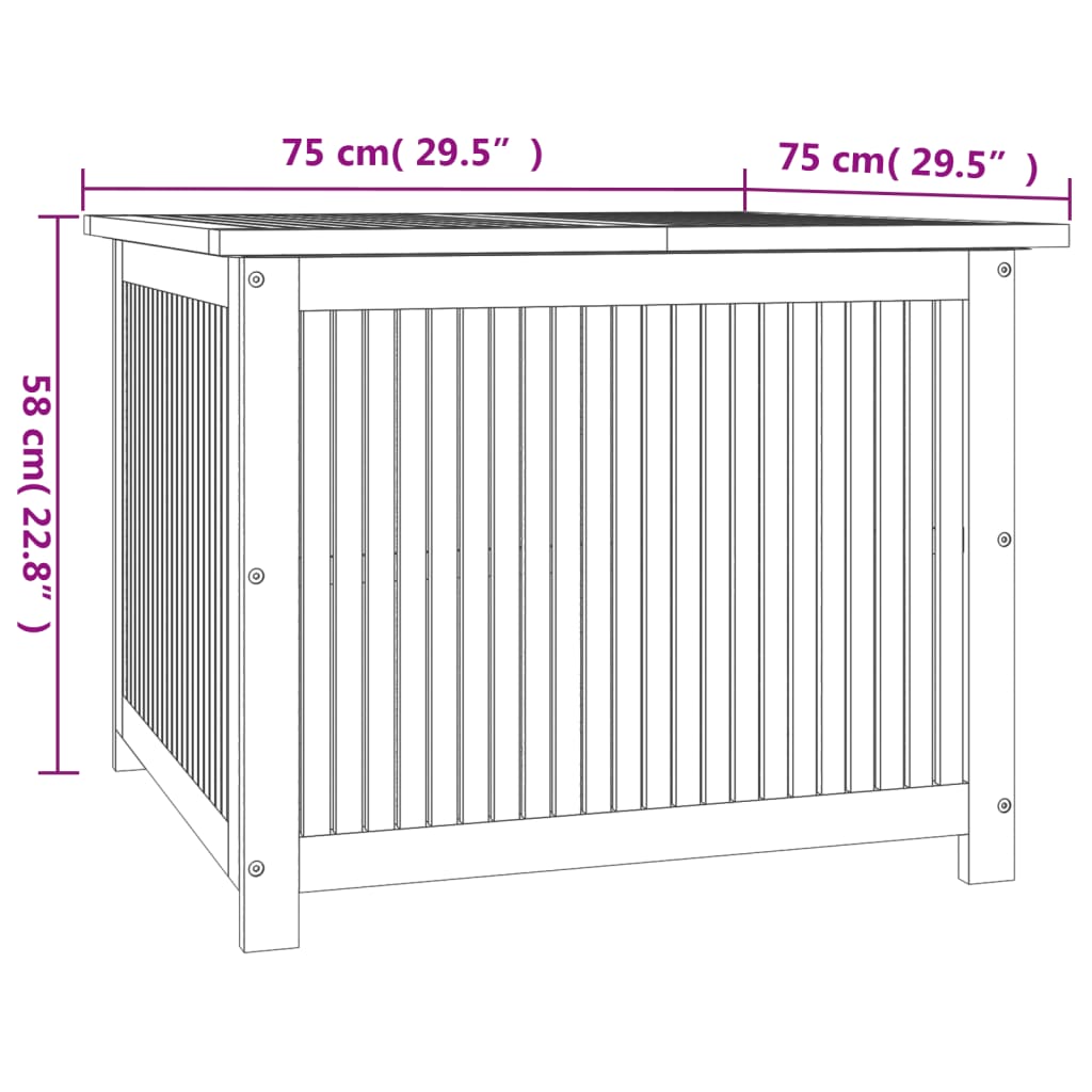 Contenitore da Giardino 75x75x58 cm in Legno Massello di Acacia 319706