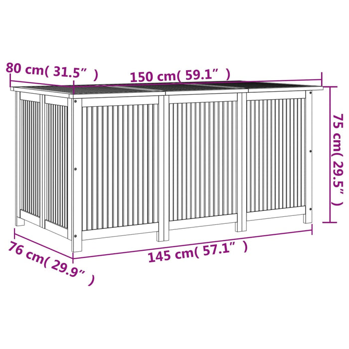 Contenitore da Giardino 150x80x75cm in Legno Massello di Acacia 319707