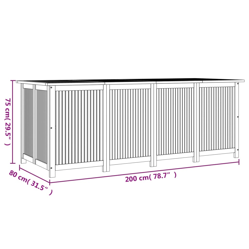 Contenitore da Giardino 200x80x75cm in Legno Massello di Acacia 319709