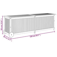 Contenitore da Giardino con Ruote 150x50x58cm Massello Acacia 319713