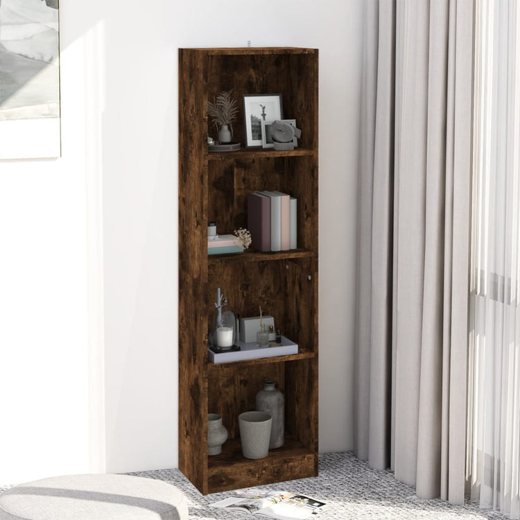 Libreria a 4 Ripiani Rovere Fumo 40x24x143 cm Legno Multistrato cod mxl 13270