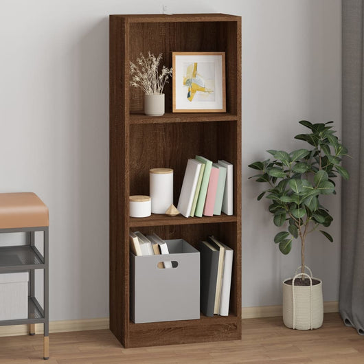 Libreria 3 Ripiani Rovere Marrone 40x24x109cm Legno Multistrato cod mxl 21069