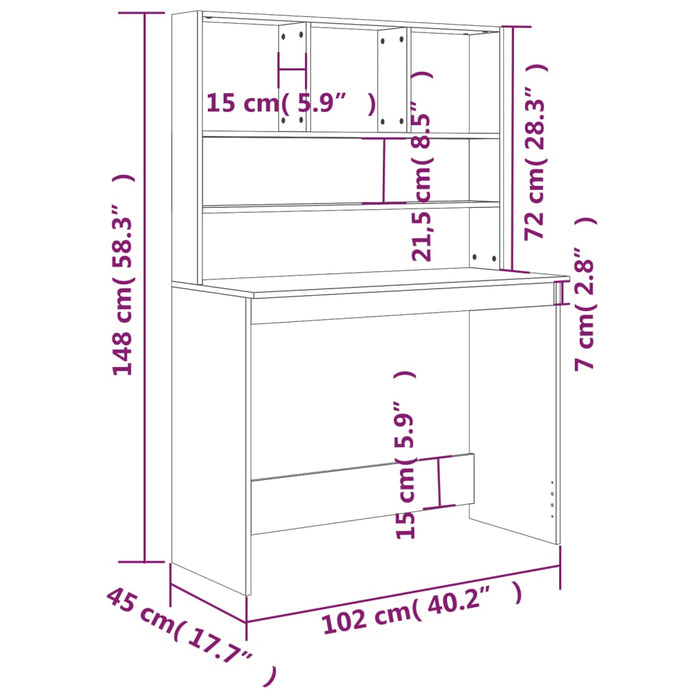 Scrivania con Mensole Nera 102x45x148 cm in Legno Multistrato 823001