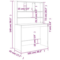 Scrivania Mensole Grigio Cemento 102x45x148cm Legno Multistrato 823004