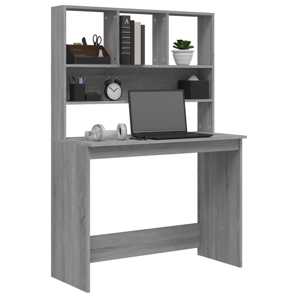 Scrivania Mensole Grigio Sonoma 102x45x148 cm Legno Multistrato 823006