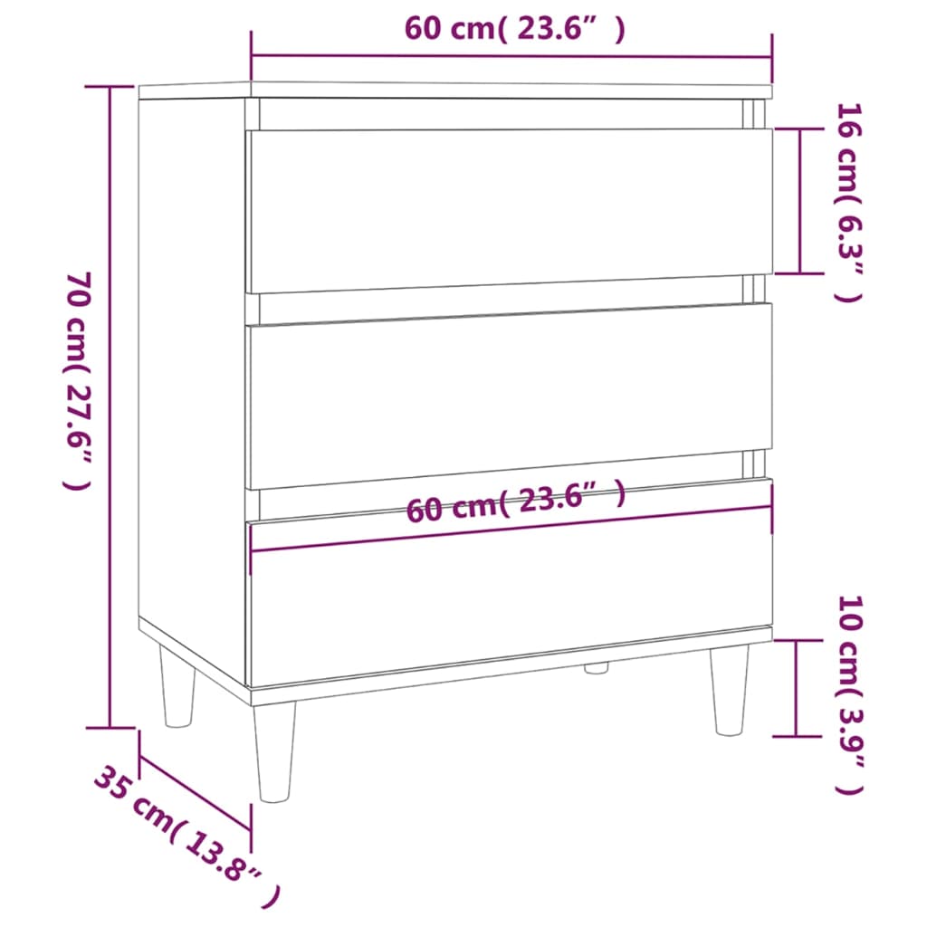 Credenza Bianca 60x35x70 cm in Legno Multistrato cod mxl 5759