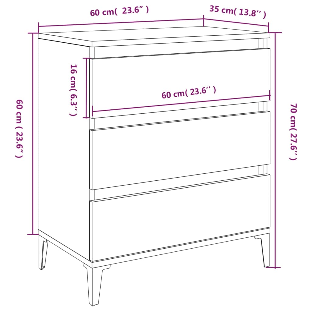 Credenza Bianca 60x35x70 cm in Legno Multistrato