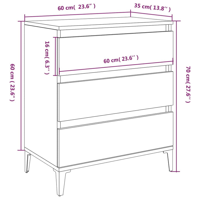 Credenza Nero 60x35x70 cm in Legno Multistrato cod mxl 28125