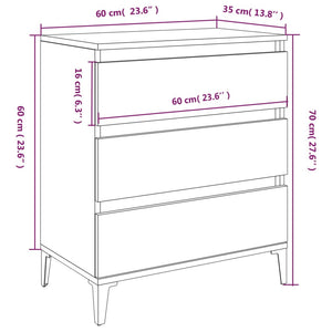 Credenza Grigio Cemento 60x35x70 cm in Legno Multistrato cod mxl 28126