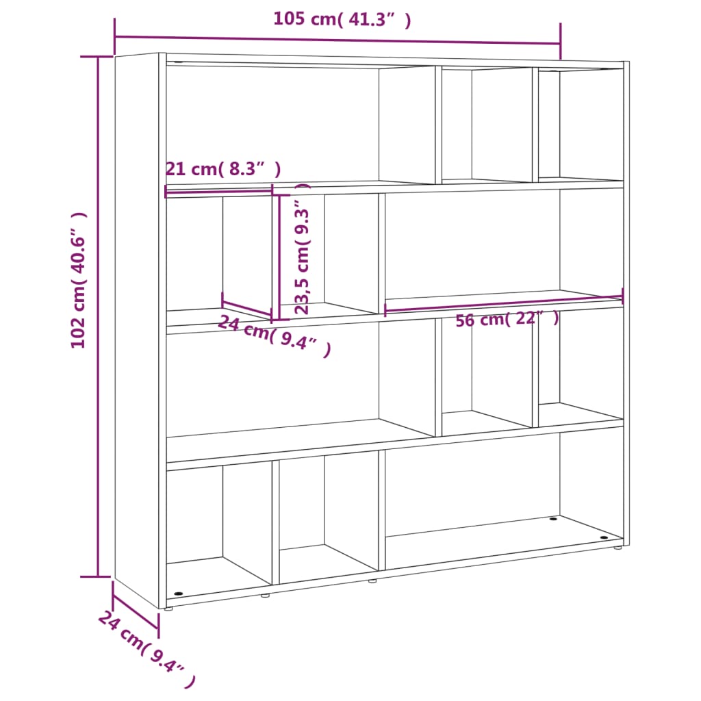 Libreria/Divisorio Bianco 105x24x102 cm cod mxl 67247