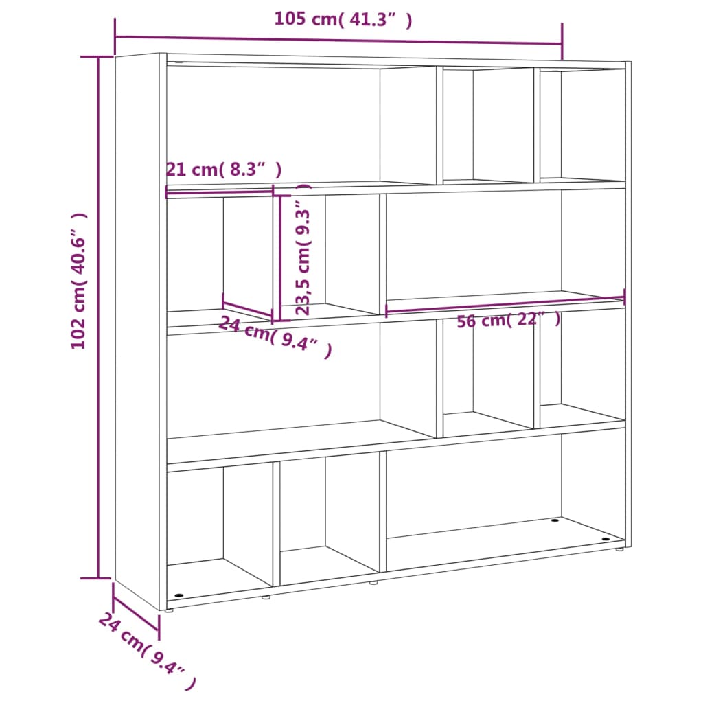 Libreria/Divisorio Nero 105x24x102 cm 823246