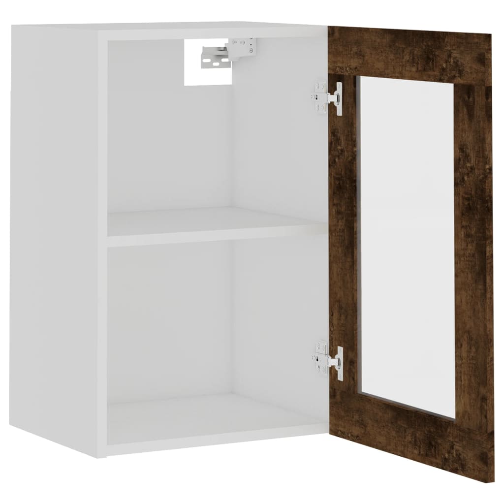 Mobile Pensile Vetro Rovere Fumo 40x31x60 cm Legno Multistrato 826345