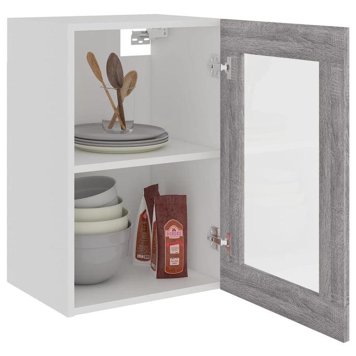 Mobile Pensile Vetro Grigio Sonoma 40x31x60cm Legno Multistrato 826346