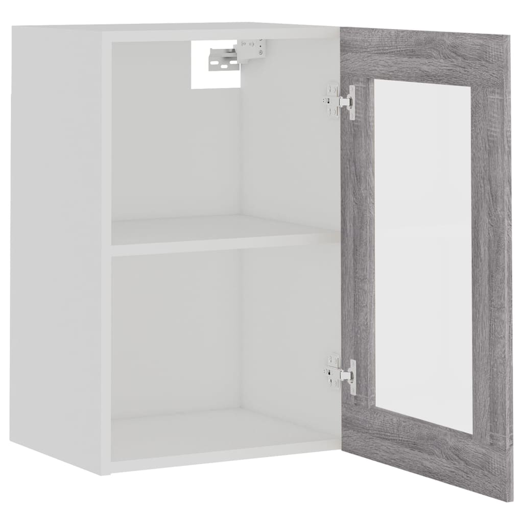 Mobile Pensile Vetro Grigio Sonoma 40x31x60cm Legno Multistrato 826346