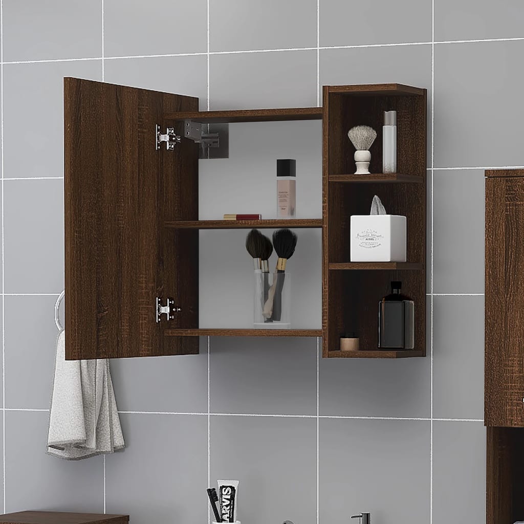 Mobile Bagno con Specchio Rovere Marrone 62,5x20,5x64 cm Legno 826353