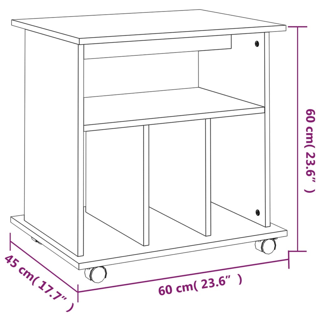 Armadietto con Ruote Grigio Sonoma 60x45x60cm Legno Multistrato cod mxl 41050