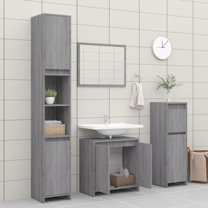 Armadietto Bagno Grigio Sonoma 60x33x61 cm in Legno Multistrato cod mxl 11647