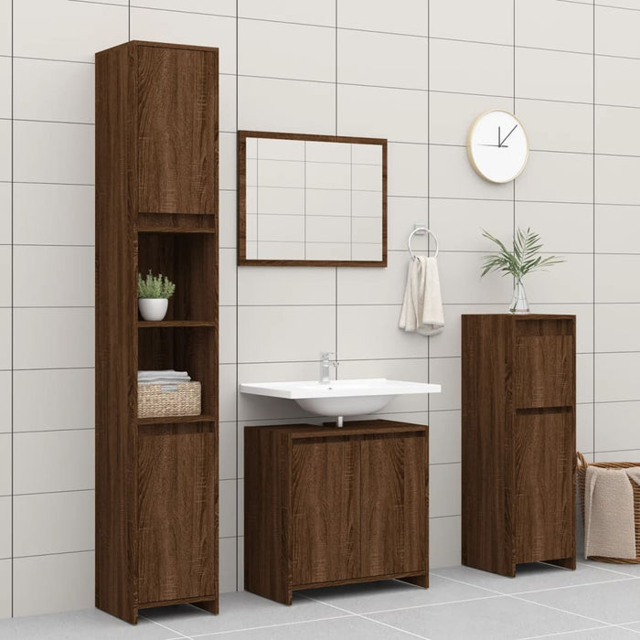 Armadietto Bagno Rovere Marrone 60x33x61cm Legno Ingegnerizzato cod mxl 6894