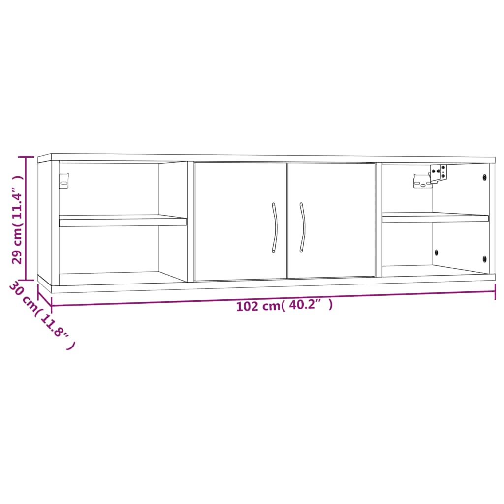 Mensola a Muro Grigio Sonoma 102x30x29 cm Legno Multistrato cod mxl 33051