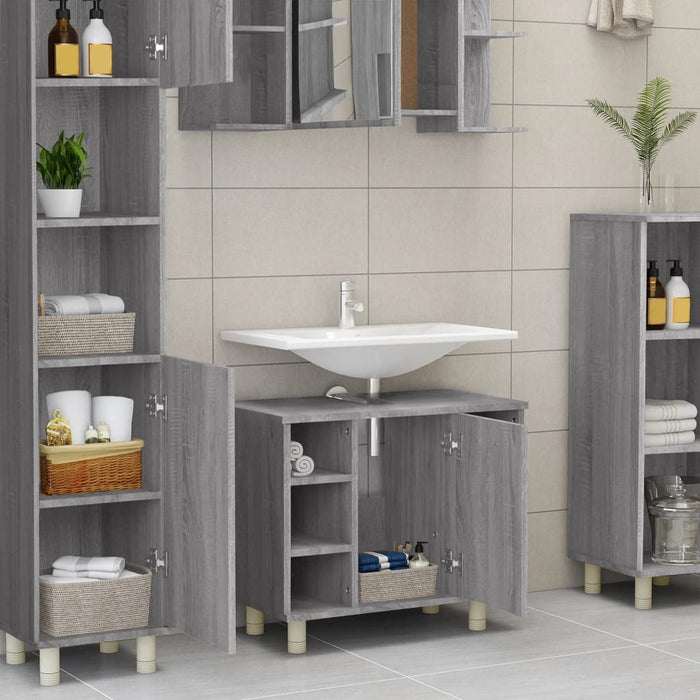 Armadietto Bagno Grigio Sonoma 60x32x53,5 cm Legno Multistrato cod mxl 5495