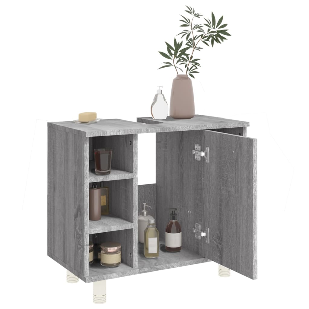 Armadietto Bagno Grigio Sonoma 60x32x53,5 cm Legno Multistrato cod mxl 5495