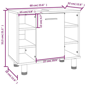 Armadietto Bagno Grigio Sonoma 60x32x53,5 cm Legno Multistrato cod mxl 5495