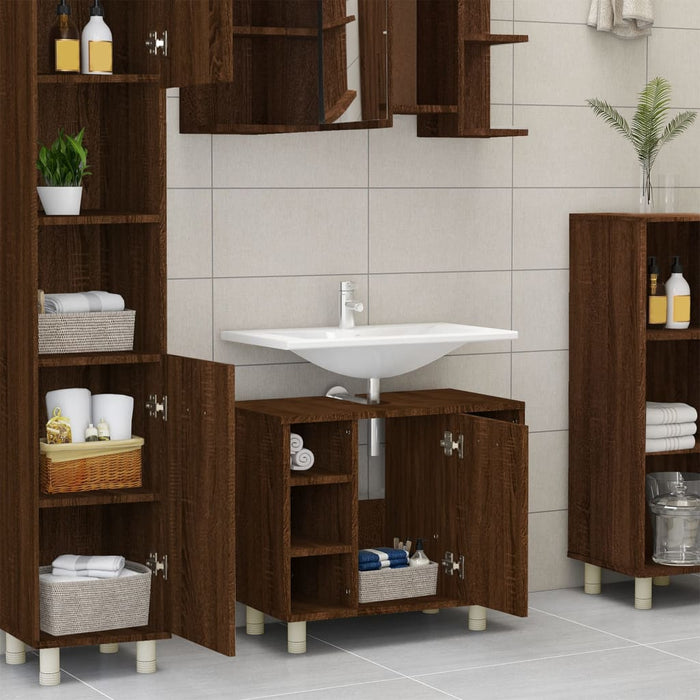 Armadietto Bagno Rovere Marrone 60x32x53,5 cm Legno Multistrato