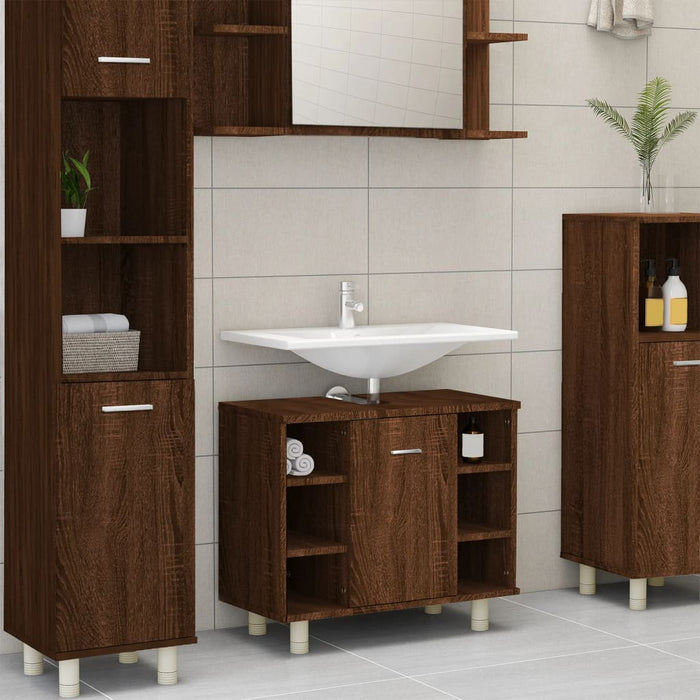 Armadietto Bagno Rovere Marrone 60x32x53,5 cm Legno Multistrato