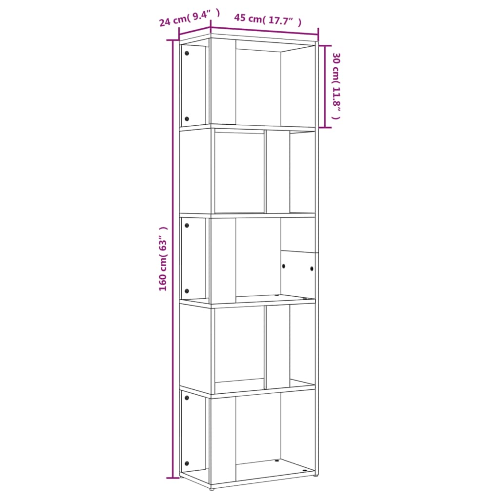 Libreria Rovere Marrone 45x24x160 cm in Legno Multistrato