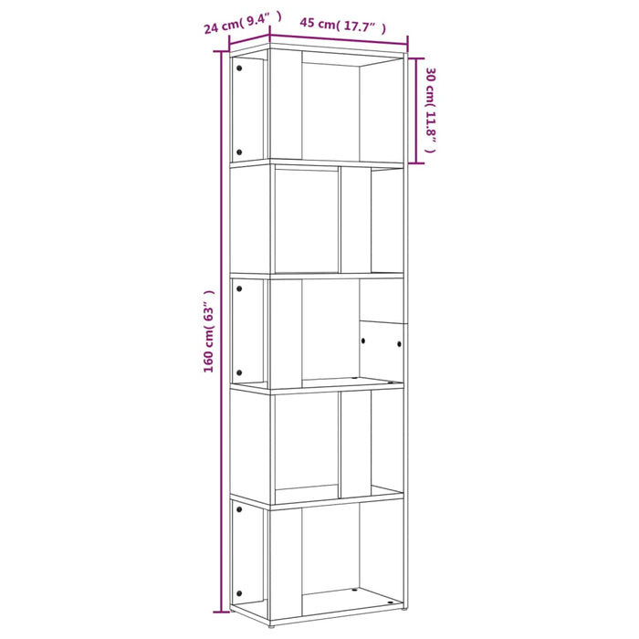 Libreria Rovere Marrone 45x24x160 cm in Legno Multistrato