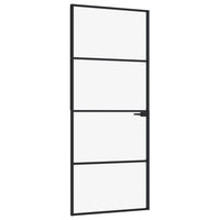 Porta Interna Nera 83x201,5cm Vetro Temperato Alluminio Sottilecod mxl 103025